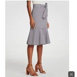 Ann Taylor Seersucker Flounce Skirt Stripe Sz 6